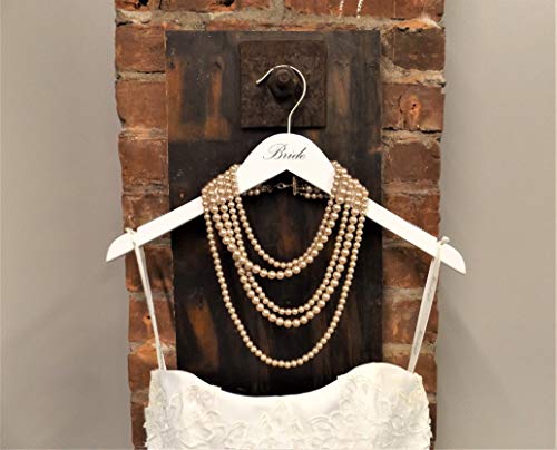NAHANCO B20117 Bridal Hanger, White Wood Hanger with Black Imprint (Bride), 17” (1 Piece), White w/Black Imprint