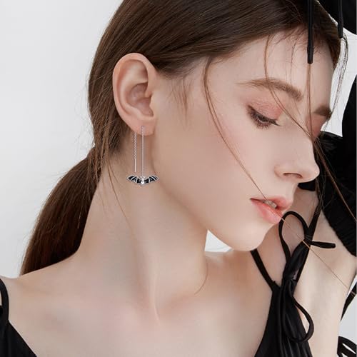 Halloween Bat Earrings 925 Sterling Silver Gothic Earring Jewelry Birthday Gifts for Women Wife Bat1