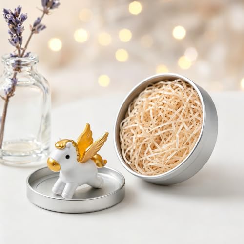 Mini Pegasus Statue in Tin – Winged Horse Good Luck Charm | Spiritual Gift for Women | Emotional Support Pocket Figurine with Inspirational Quote “Believe in Magic & Yourself” | Random Color