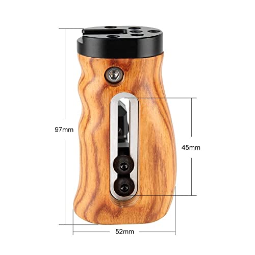 NICEYRIG Universal Side Wooden Handle Handgrip with Cold Shoe for DSLR Cage