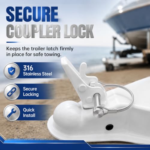 Hicarer 3/8 x 2-3/4 inch stainless steel trailer coupler pins with wire retainers, 6-pack