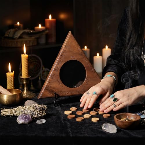 Yinkin Black Obsidian Scrying Mirror with Walnut Frame and Stand