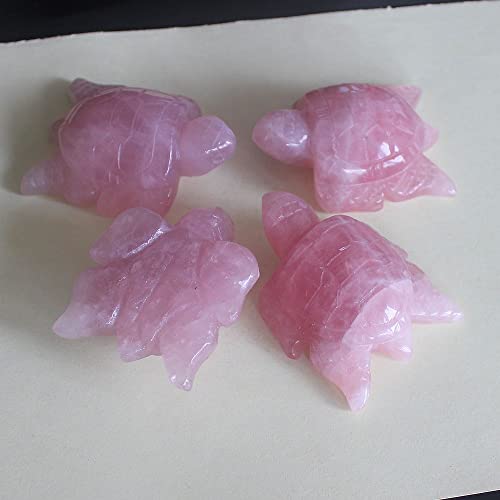 2'' Hand Carved Gemstone Crystal sea Turtle Figurine Animal Carving Statue Home Decor (Rose Quartz) Rose Quartz