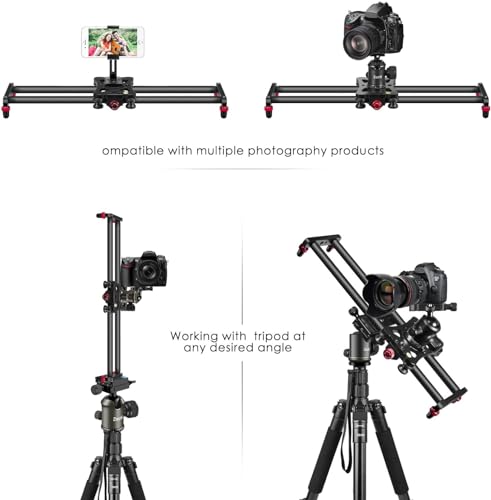 Zecti Camera Slider 16"/40 cm Adjustable Carbon Fiber Camera Dolly Track 16 inch
