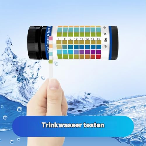 Pack of 200 pH Test Strips 0-14 for Water, Urine, Aquarium & Pool | pH value test strips with four-color litmus paper. High precision measurement in 30s. Ideal for laboratory, pool & aquarium.