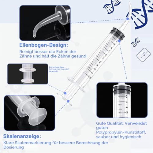 Pack of 15 Disposable Dental Syringe 12 ml with Curved Tip for Dental Care, Pet Care, Glue Filling, Laboratory