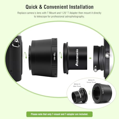 Astromania T T2 Lens Mount Camera Adapter Ring for Nikon 1 Series Cameras Ring Set for Nikon 1