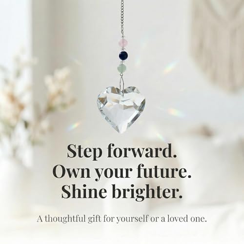 Hegelda Birthday Gifts for Women, Mom, Friend - Mothers Day Inspirational Gifts for Friends Her Coworkers Girlfriend Wife Mom Daughter Sister Aunt - Healing Crystals Heart Suncatcher for Window New Beginnings