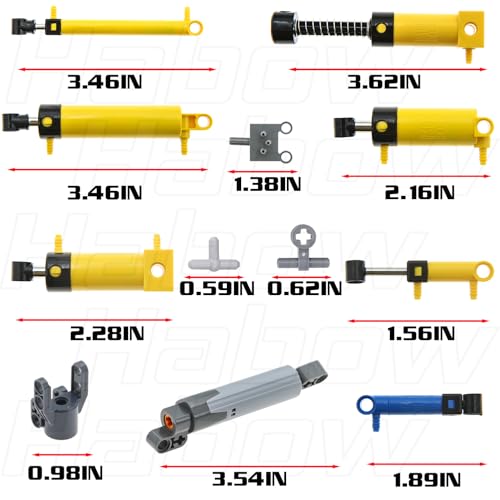 Habow 19Pcs Pneumatic-Technic-Parts Kit Compatible with Mainstream building block brand, Cylinders-Air-Pump Pressure Rod Switch Piston Hose Technic Linear Actuator MOC-Replacement-Parts.
