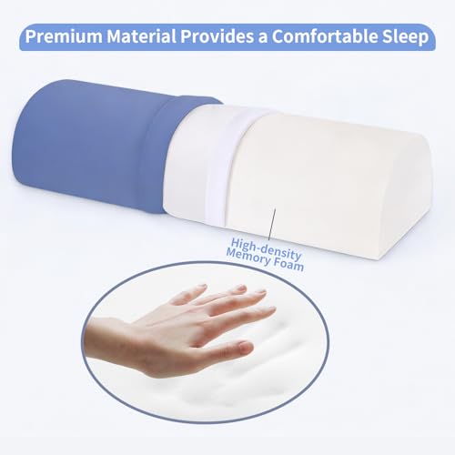 Knee Pillow for Back Sleeping - Half Moon Bolster Pillow for Legs - Cooling Under Knee Pillow for Sleeping on Back, Leg Support, Foot Elevation (Misty Blue) L-misty Blue Large