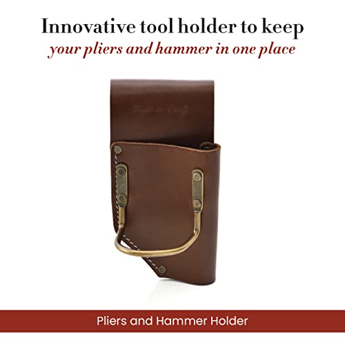 Style N Craft dark tan full-grain leather pliers and hammer holder tool pouch