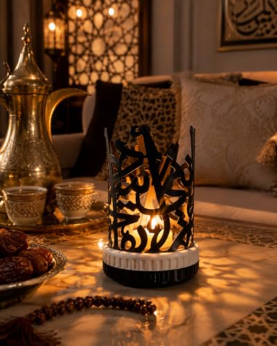 Lattice Cutout Metal Candle Holder 4.72in Black Iron Candle Stand