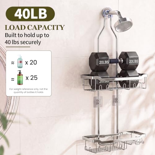 Adjustable Shower Caddy Hanging Rustproof: Tool-free Height Adjustment Silver