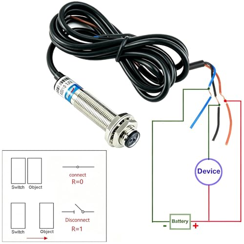 Gebildet M12 Diffuser Photoelectric Sensor E3F-DS5C44, DC 6-36V/0.15A NO Infrared Proximity Switch, 5 cm Detection Distance, Non-Transparent Object Detection Photoelectric Switch E3F1-DS05C4