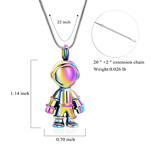 Cremation Jewelry For Ashes Cremation Jewelry Astronaut Robot Shape Urn Necklace Keychain for Ashes Memorial Keepsake Colorful-Necklace