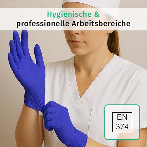 SF Nitrile Gloves M Purple - Pack of 100 Disposable Gloves, Latex-Free | Powder-free disposable gloves for tattoos, workshops, kitchens, cleaning, and household use; versatile for commercial and everyday use