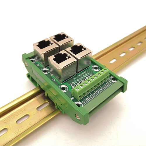 4 Way Bus Board RJ45 8P8C DIN Rail Mount Ethernet Port Distribution Breakout Board 0.5A Parallel Port for Offices and Factories