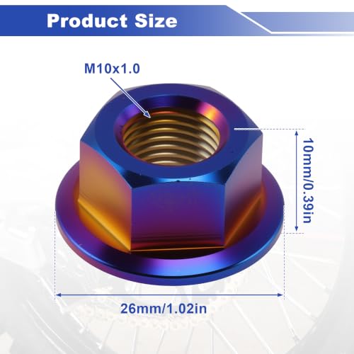 HOPESPANNER GR5 titanium alloy sprocket locknut, M10x1.0 thread, five-piece burnt blue set