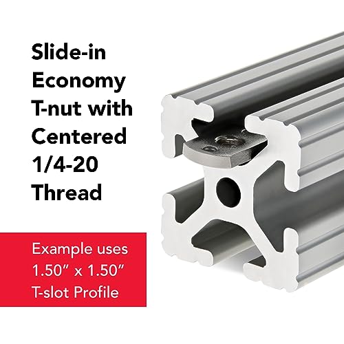80/20 15 Series stainless steel 1/4-20 centered slide-in T-nuts for 1.5-inch aluminum extrusions, 25 pack
