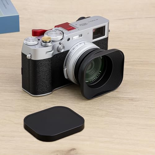 Haoge LH-E3T Square Metal Lens Hood with 49mm Adapter Ring with Cap for Fujifilm Fuji FinePix X100 X100S X100T X70 X100F X100V Camera Replaces Fujifilm LH-X100 AR-X100 LH-X70 Black