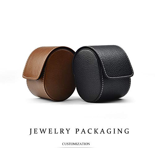 Oirlv Luxury Leather Watch Storage Box Travel Single Watch Case Jewelry Gift Box for Christmas Anniversary Birthday(Black) Black
