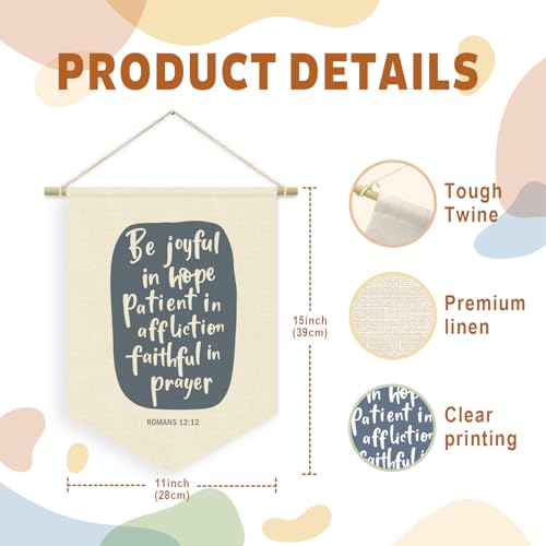 Be Joyful In Hope Patient Wall Hanging Pennant Flag Gift, Christian Religious Bible Verse Wall Decor, Scripture Decor for Living Room Bedroom 04 Be Joyful In Hope Patient