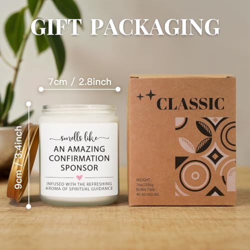 Confirmation Sponsor Gift for Women Men, Catholic Confirmation Sponsor Appreciation Gift, Christian Gifts for Women, Religious Thank You Gifts, Lavender Scented Candle