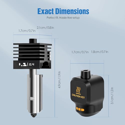 Hotend Kit for Bambu Lab P2S / P2SC, 2-Pack Magnetic Quick-Install Hotend Assembly with 0.4mm Hardened Steel Removable Nozzles, Fast Heating & Stable Extrusion – 3D Printer Accessories P2s/P2sc
