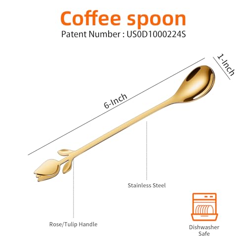 Gold Swan base with 12-piece coffee spoon holder set, includes 6-inch gold swan-shaped coffee and espresso spoons from SGvrPvz.