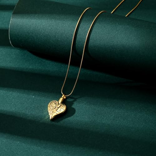 Love Heart Cremation Jewelry Urn Necklaces Butterfly Urn Necklaces for Ashes Memorial Keepsake Pendant for Women Men Gifts With Funnel Kit & Bag Gold
