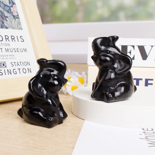 Obsidian Elephant Figurine for Wealth Love Home Office Decor Obsidian Elephant-01