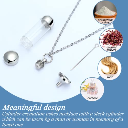 Vial Necklace Glass Vial Pendant Stainless Steel Glass Container Urn Necklace for Ash Openable Memorial Keepsake Cremation Ashes Holder 12