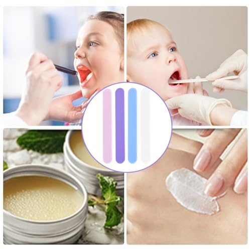 Pack of 40 Plastic Tongue Depressors Mouth Depressors for Adults and Children Versatile Plastic Sticks for Crafts PP Hair Wax Sticks Ice Sticks Waxing (4 Colors)