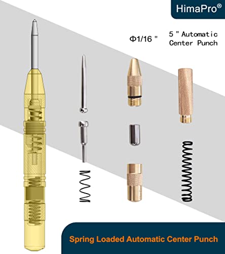 HimaPro center punch set with two automatic spring-loaded punches and one solid 4-inch center punch