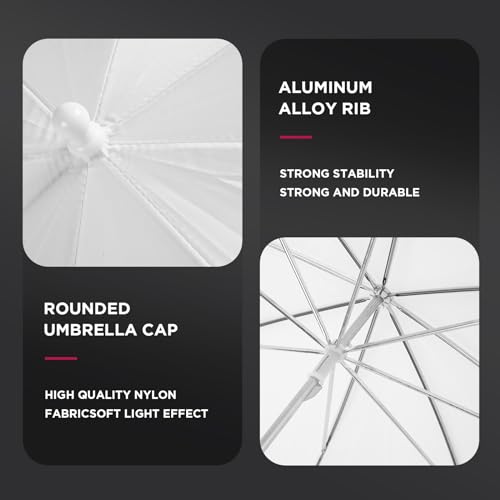 [2 Pack] 33"/84cm White Translucent Soft Umbrella Kit,Photography Umbrella Lighting Kit for Studio/Outdoor Photo and Video Lighting Accessories (2 * 33" White)… 2* 33" White