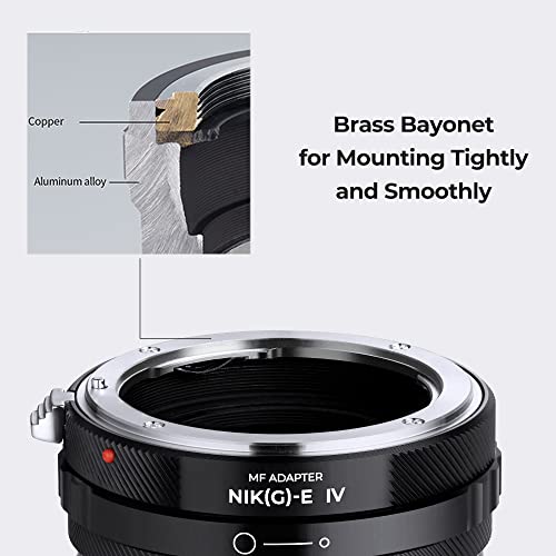 K&F Concept Lens Mount Adapter NIK(G)-NEX IV Manual Focus Compatible with Nikon F (G-Type) Lens and Sony E Mount Camera Body