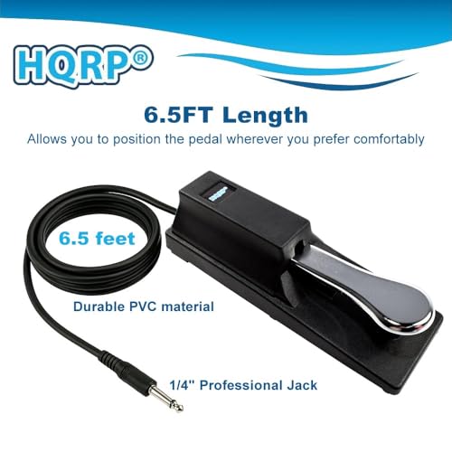 HQRP Sustain Pedal compatible with Yamaha YPG-235 / YPG-535 / YPT-230 / YPT-330 / YPT-240 / PSR-E243 / MM6 / MM8 / MO6 / MO8 / MOX6 / MOX8 / MX49 / MX61 Keyboards Piano Style