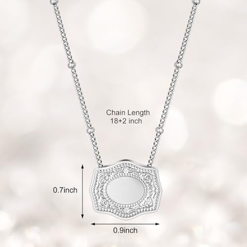 Dletay Cremation Jewelry Belt Buckle Urn Ashes Necklace for Women Men Stainless Steel Memorial Ash Urn Pendant Silver