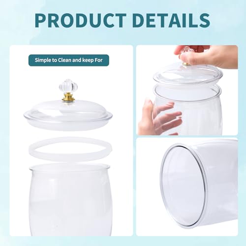 Six clear plastic candy jars with lids, 42 oz capacity, ideal for storing cookies or treats, by SENONAPO.