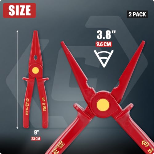 CRIPOP 1000V insulated plastic needle-nose pliers, 9-inch 2-pack with fully insulating handles