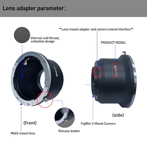Compatible with M645 (M645) Mount Lenses to FX X Mount Cameras X100, X10,X-S1,X-Pro1,X-E1,XF1,X20,X100S Camera,M645 to FX Lens Adapter for Camera Mamiya 645 to FX Camera Lens adapter