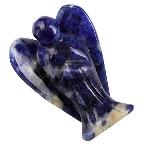 Rockcloud Sodalite & Lapis Lazuli Hearts & Guardian Angel Healing Crystal Blue