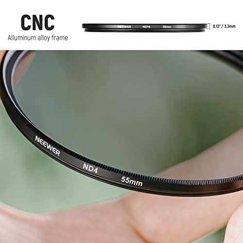 Neewer 55mm ND Lens Filter Kit: ND2 ND4 ND8 ND16, Lens Cleaning Pen, Neutral Density Filter Pouch and Accessory Kit Compatible with DSLR Cameras
