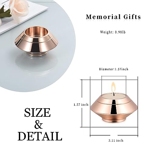 Cremation Urns for Ashes Stainless Steel Candle Ash Holder Keepsake Urn for Ashes Mini Funeral Urns for Human Ashes/Pet Ashes Rose