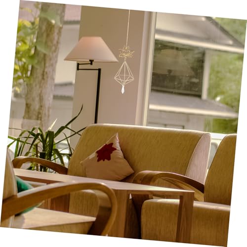 SUPVOX Window Hanging Sun Catcher with Crystal Prism Lotus Hanging Ornament Rainbow Maker for Home Office Garden Metal Frame Decor Easy Install