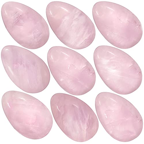 TUMBEELLUWA 4pcs Natural Crystal Eggs for Massage, Meditation & Healing Purple & Pink & Yellow & White