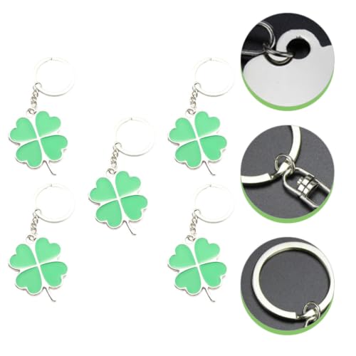 DOITOOL 5pcs St Patrick Day Four Leaf Alloy Keychain for Bags and Keys