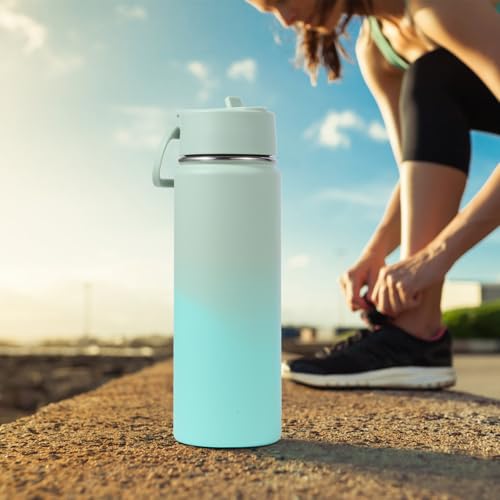 Volhoply 20oz Insulated Stainless Steel Water Bottle with Straw Lid Bulk 4 Pack,Kids Double Wall Vacuum Cups with Handle,Reusable Outdoor Sports Metal Bottles,Travel Flask Keep Cold(Assorted,4) Assorted