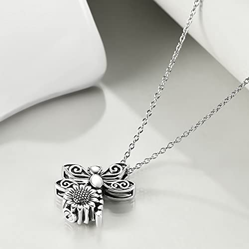 YFN Dragonfly Urn Necklace for Ashes Sterling Silver - Memorial Ashes Cremation Pendant Mourning Keepsake Gifts for Loss of a Loved One
