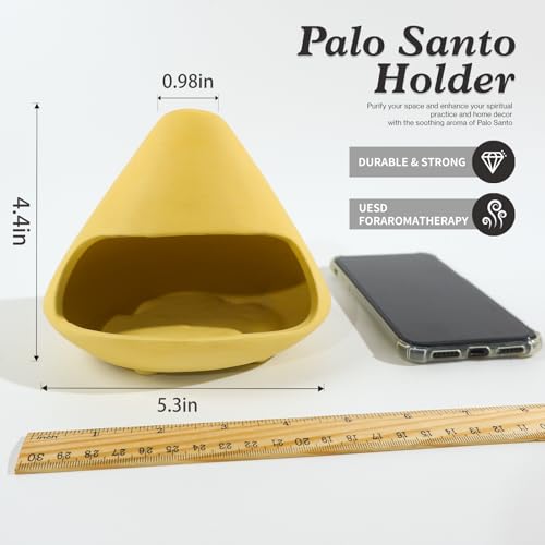 MOUGIGI Unique Zongzi Shaped Clay Smudge Bowl, Palo Santo Holder for Sage Yellow